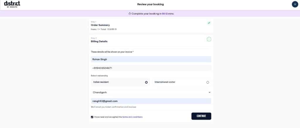 Fill Billing Details & Complete Payment