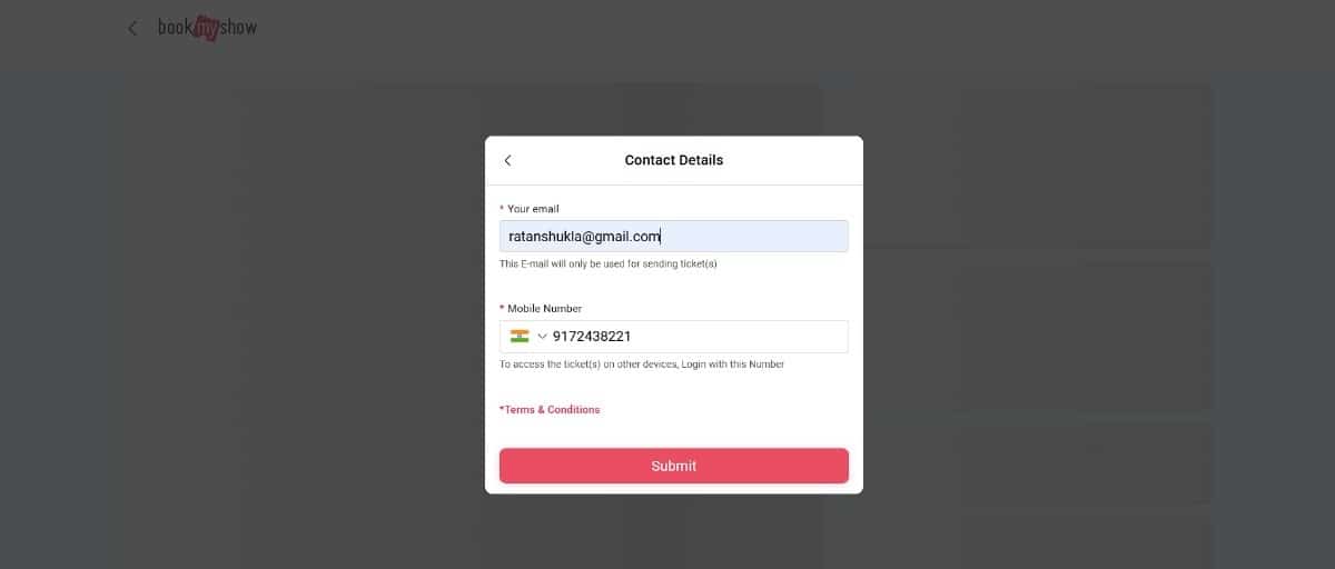 Enter Contact Details