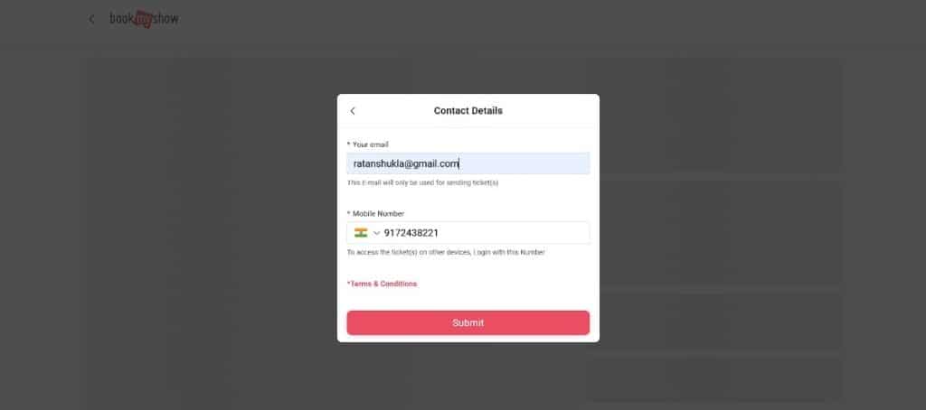 Enter Contact Details