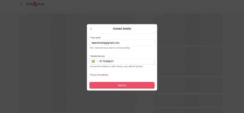 Contact Details popup Contact Details popup