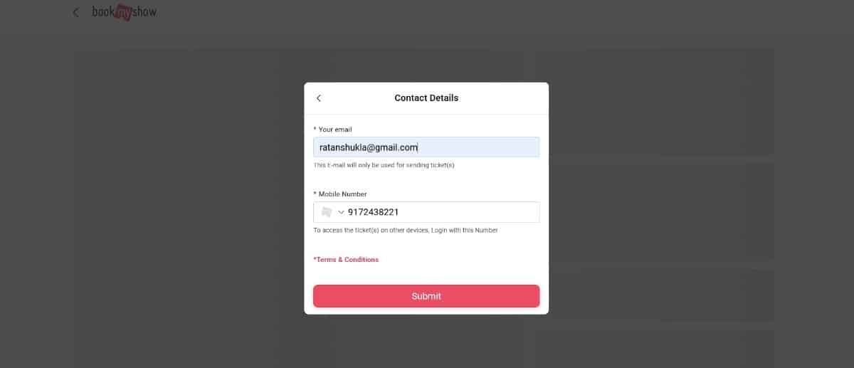 Enter Contact Details