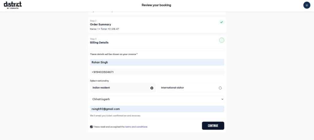 Fill Billing Details & Complete Payment