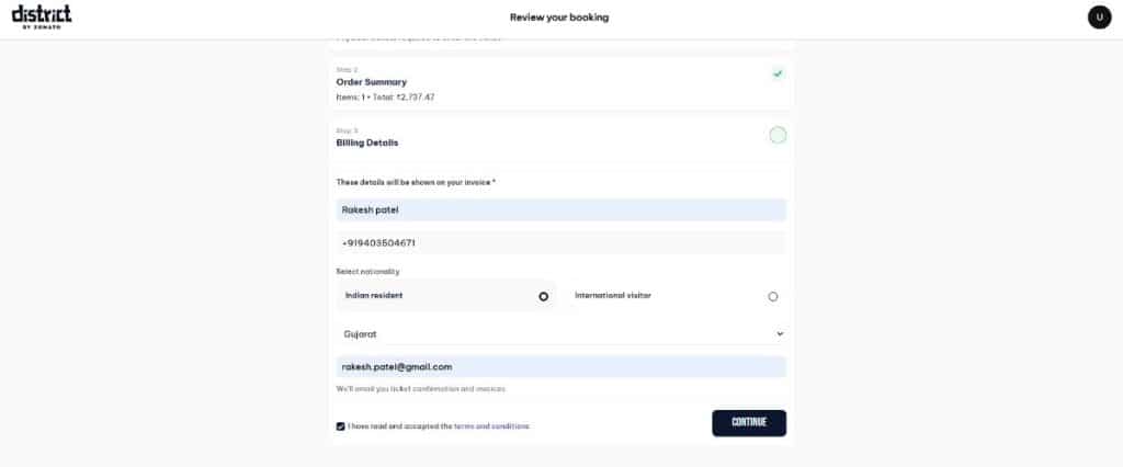 Fill Billing Details & Complete Payment
