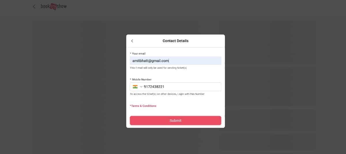 Enter Contact Details