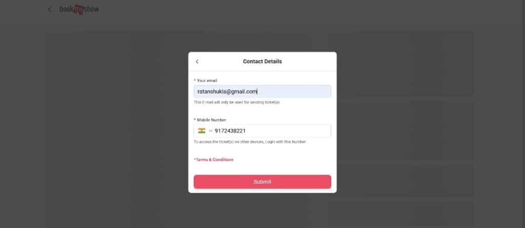 Enter Contact Details