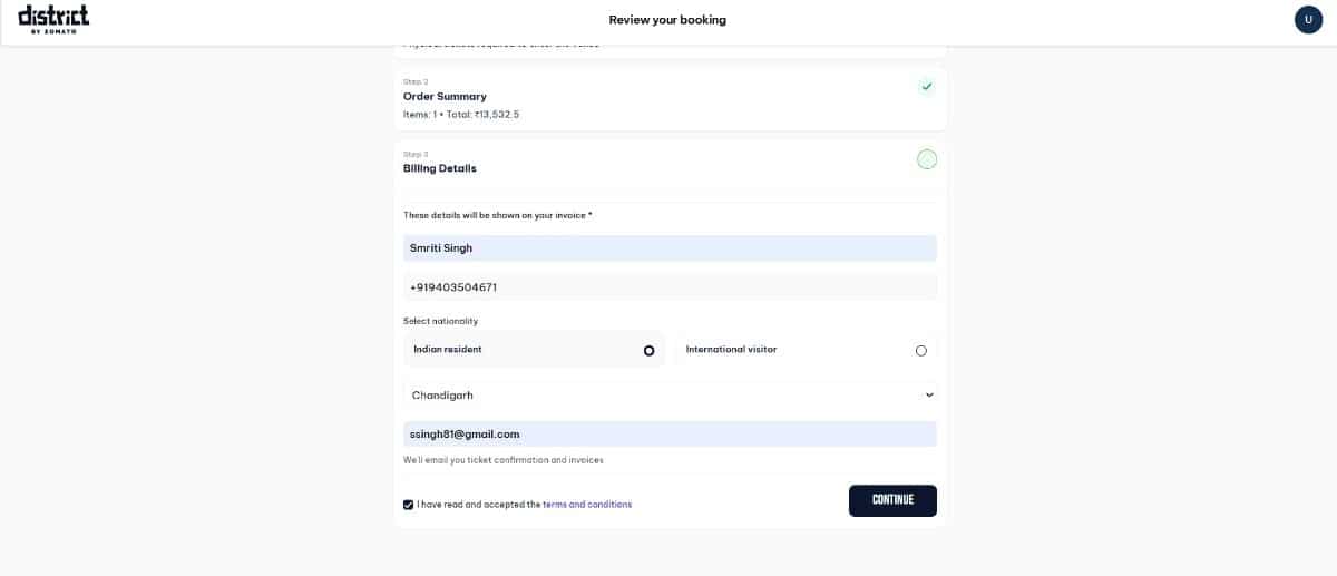 Fill in Billing Details and Pay