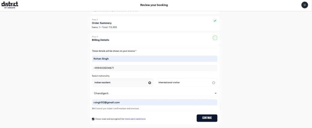 Fill Billing Details & Complete Payment