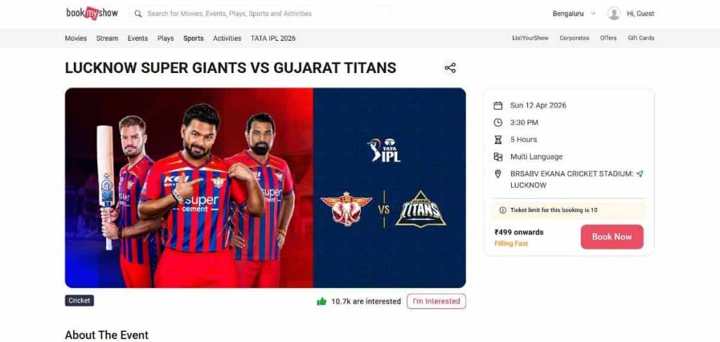 Find the LSG Event Page and Click Book Now