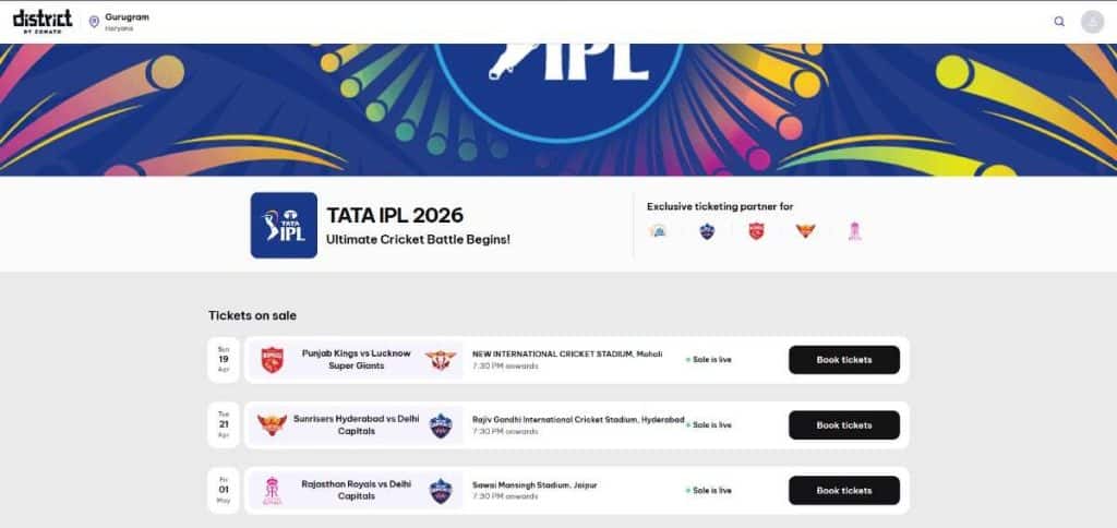 Open the District IPL Page and Find the Match