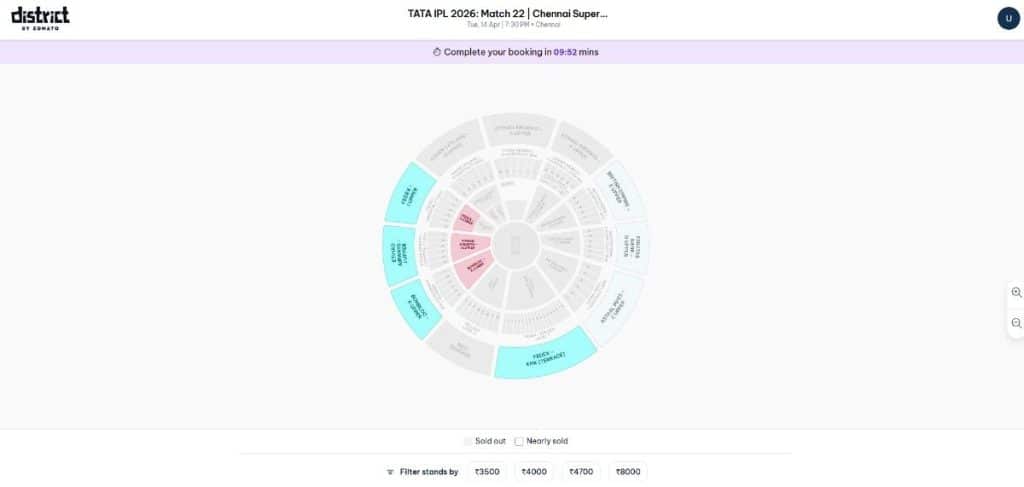 Select Your Stand from the Stadium Map