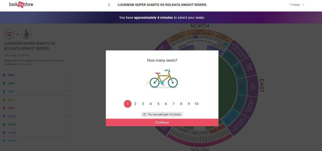 Select the Number of Tickets