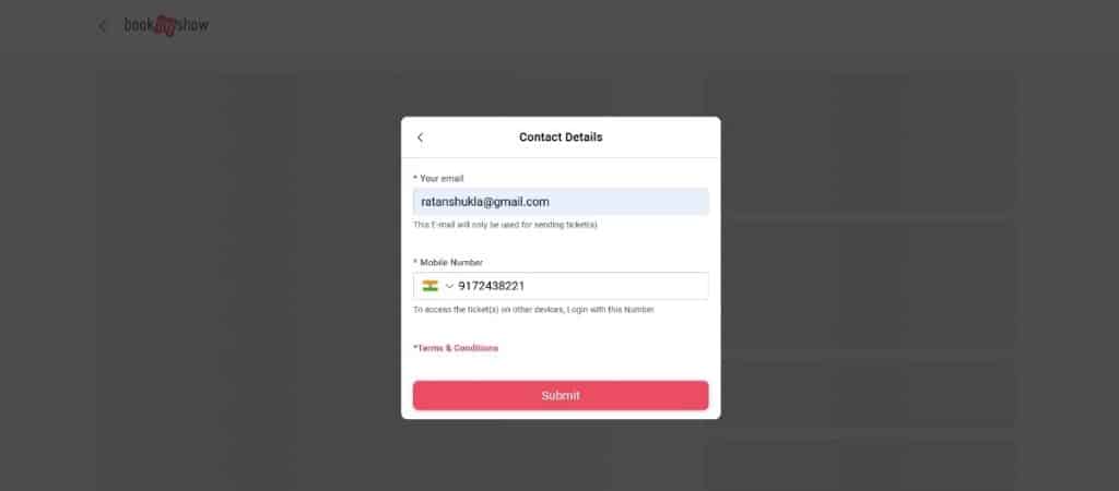 Enter Contact Details