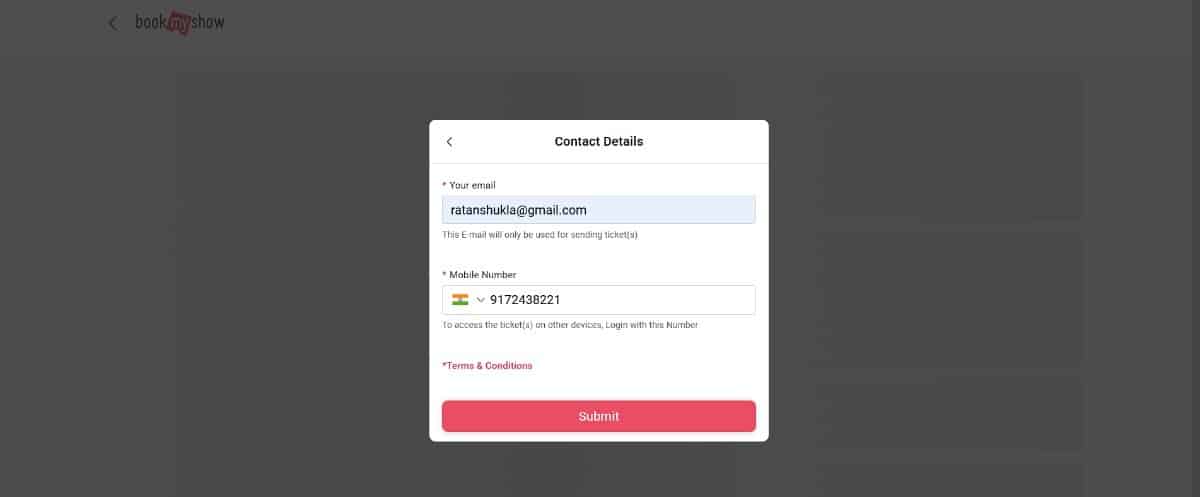 Enter Contact Details