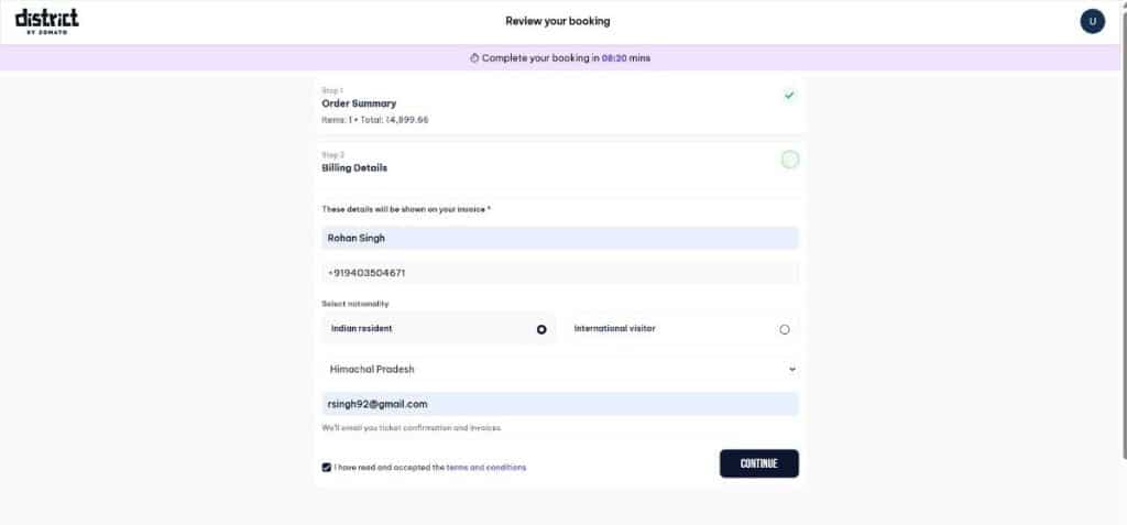 Enter Billing Details and Complete Payment