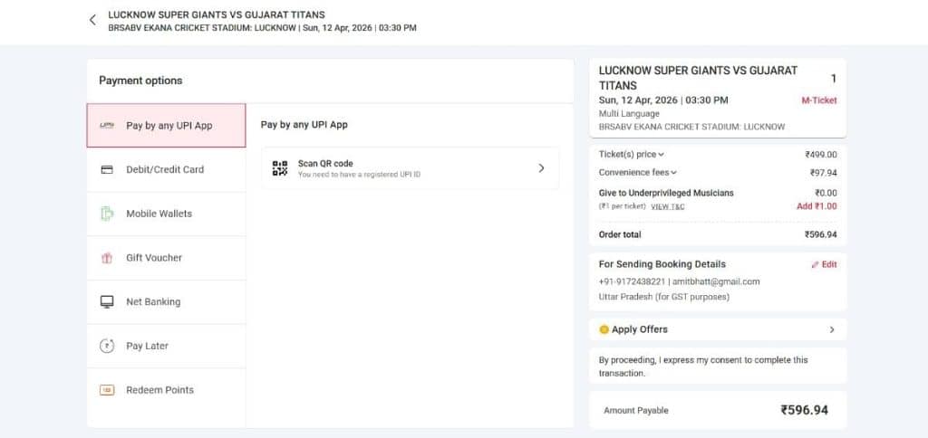 Choose Payment Method and Complete Booking