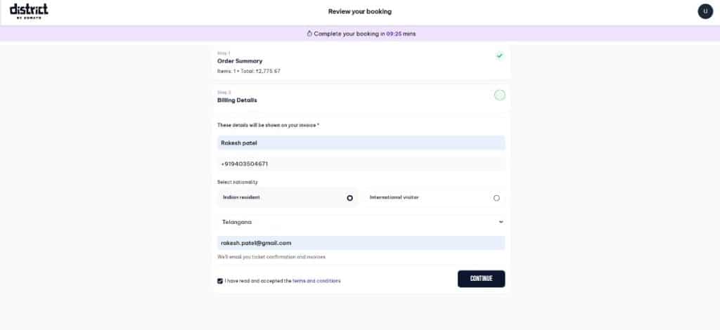 Enter Billing Details and Complete Payment