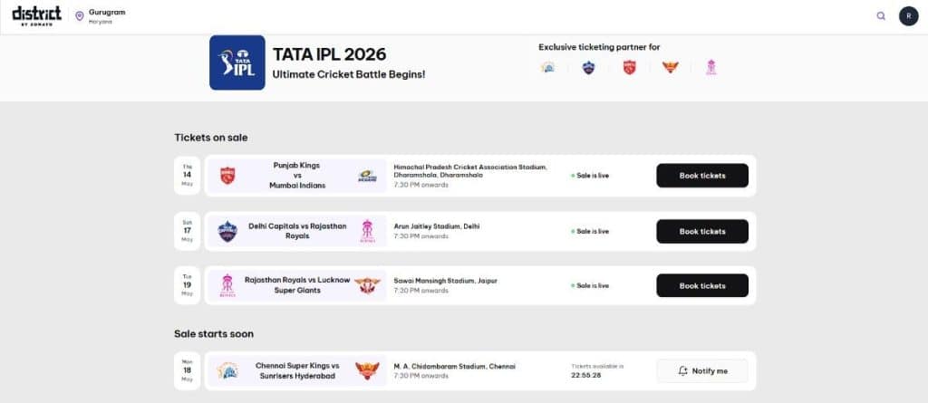 CSK vs SRH IPL 2026 Match 63 Tickets Booking Guide CSK vs SRH IPL 2026 Match 63 Tickets Booking Guide
