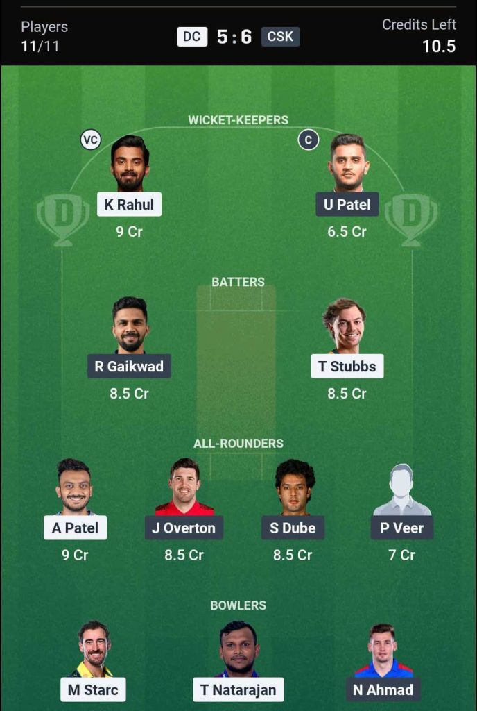 DC vs CSK IPL 2026 Match 48 Dream11 Team 3