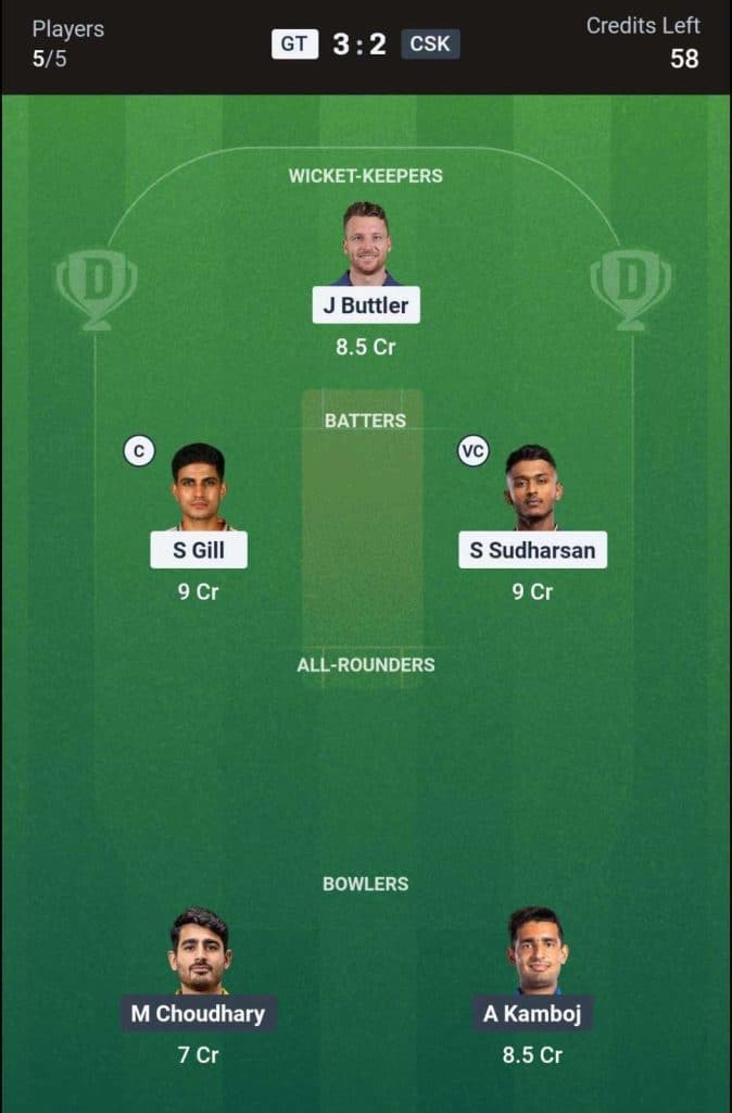 GT vs CSK Match 66 (2nd Innings) Dream11 Team 1 GT vs CSK Match 66 (2nd Innings) Dream11 Team 1