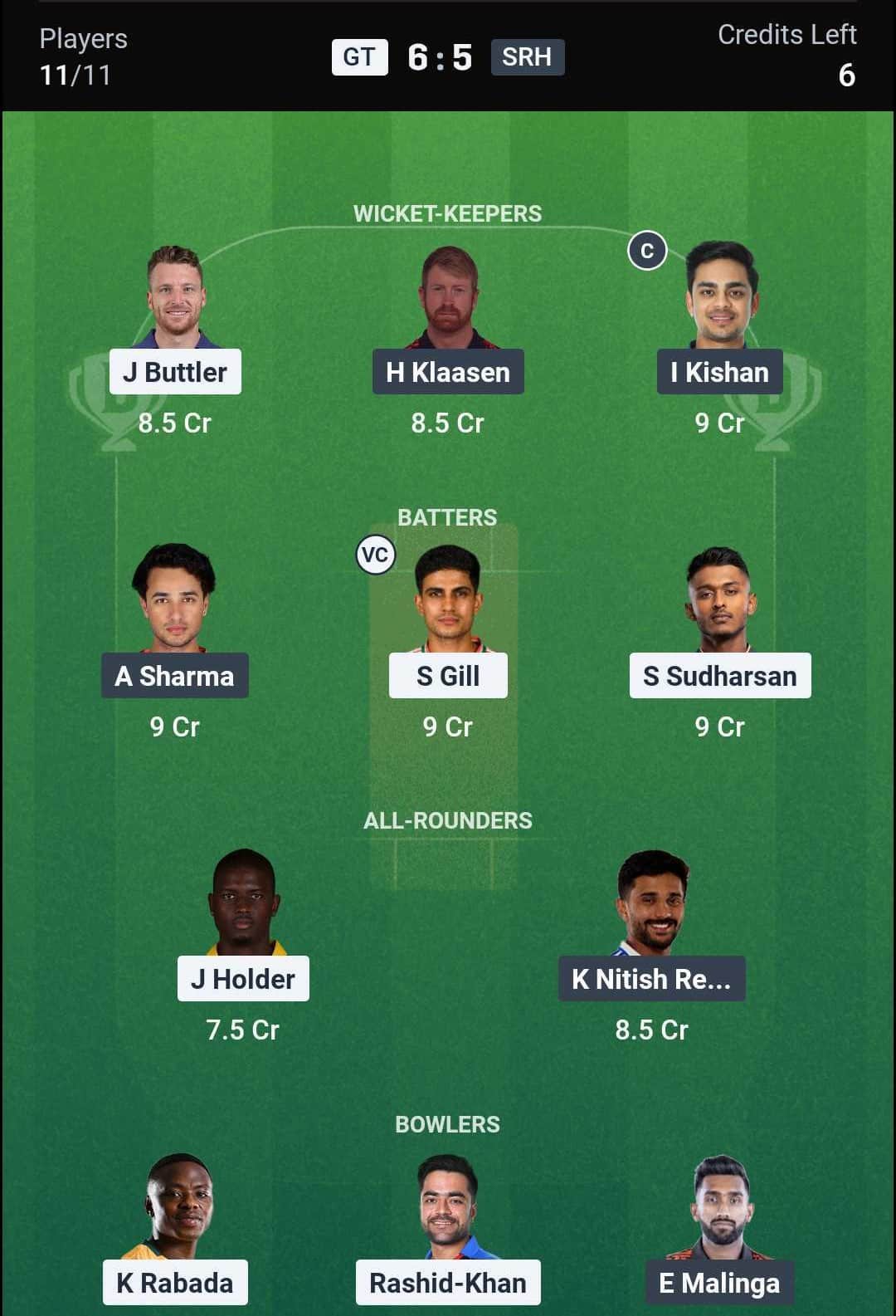 GT vs SRH IPL 2026 Match 56 Dream11 Team 2