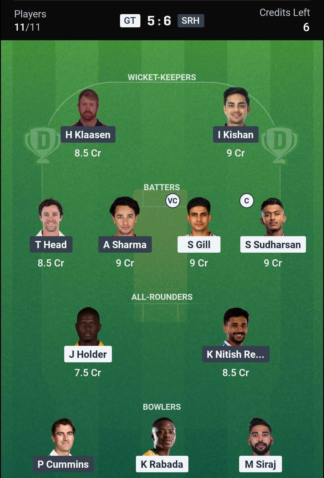 GT vs SRH IPL 2026 Match 56 Dream11 Team 3