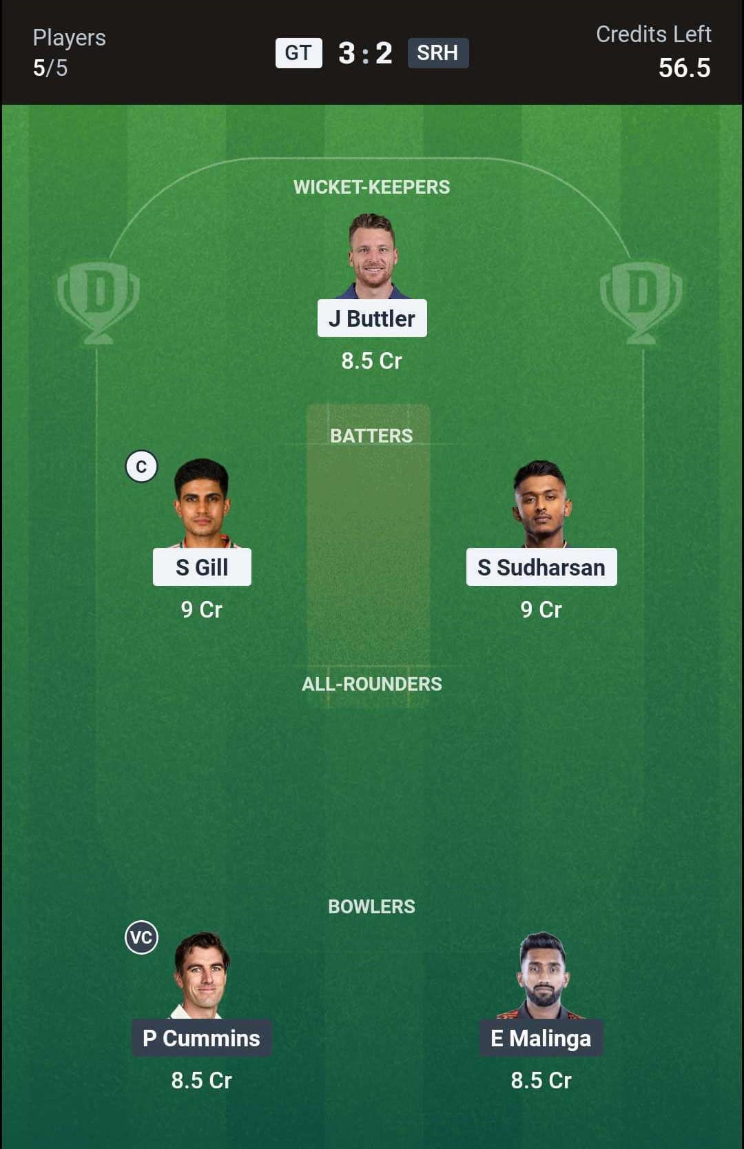 GT vs SRH Match 56 (2nd Innings) Dream11 Team 2