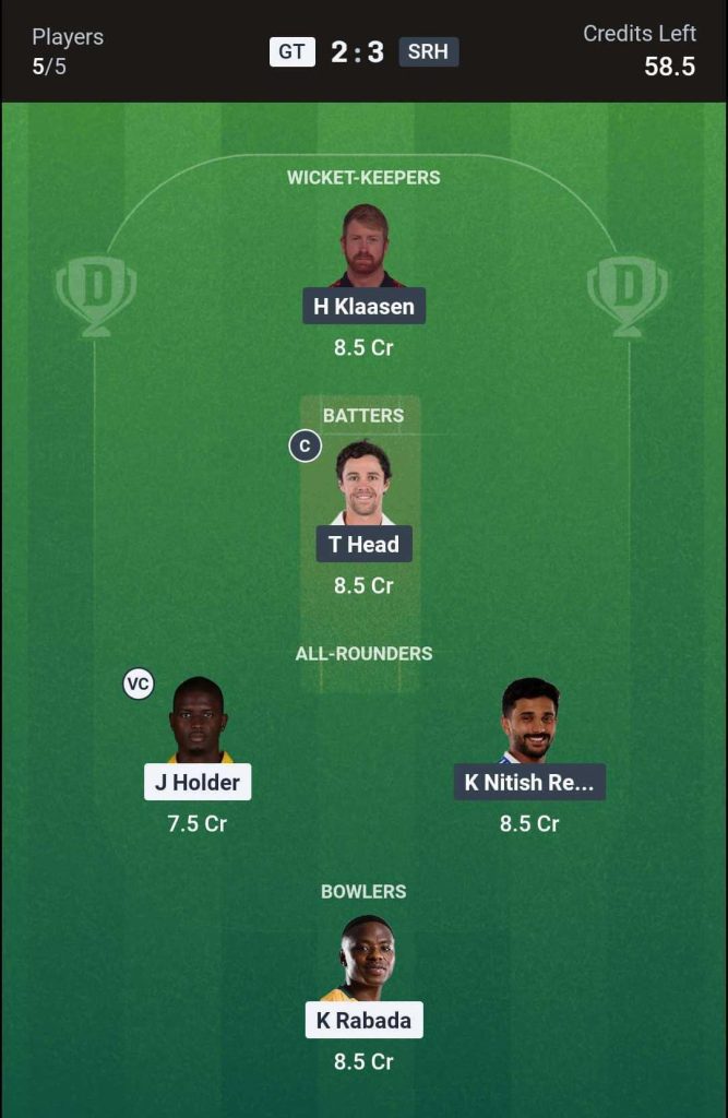 GT vs SRH Match 56 (2nd Innings) Dream11 Team 3