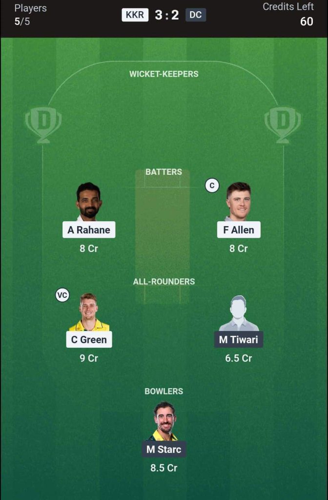 KKR vs DC IPL 2026 Match 70 2nd Innings Dream11 Team 1