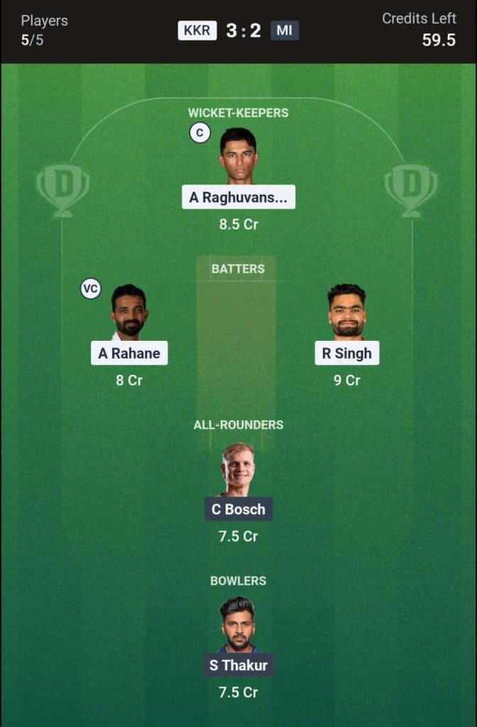 KKR vs MI Match 65 (2nd Innings) Team 1 KKR vs MI Match 65 (2nd Innings) Team 1