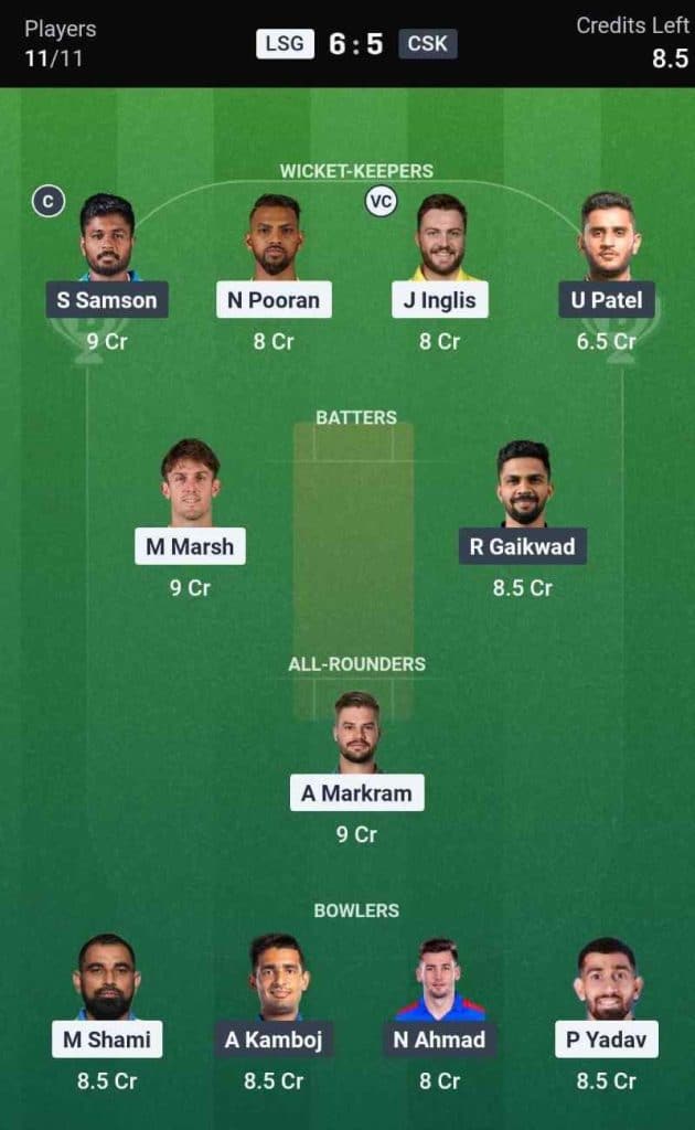 Dream11for LSG vs CSK IPL 2026 Match 59