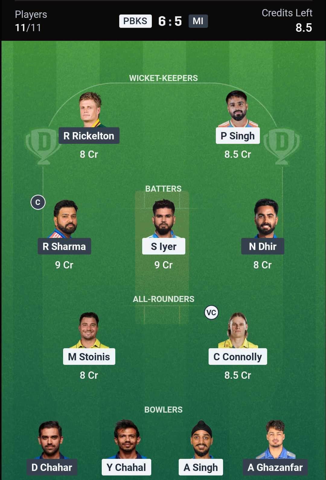 PBKS vs MI IPL 2026 Match 58 Dream11 Team 2