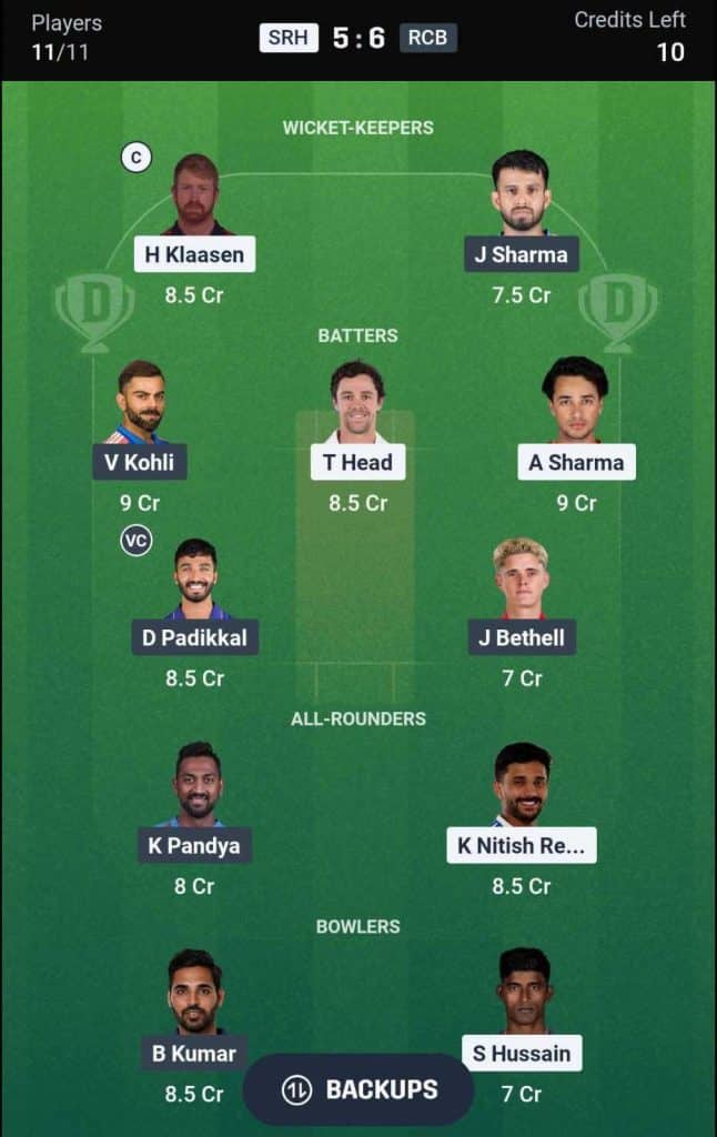 SRH-vs-RCB-Match-67-Dream11-Team-2