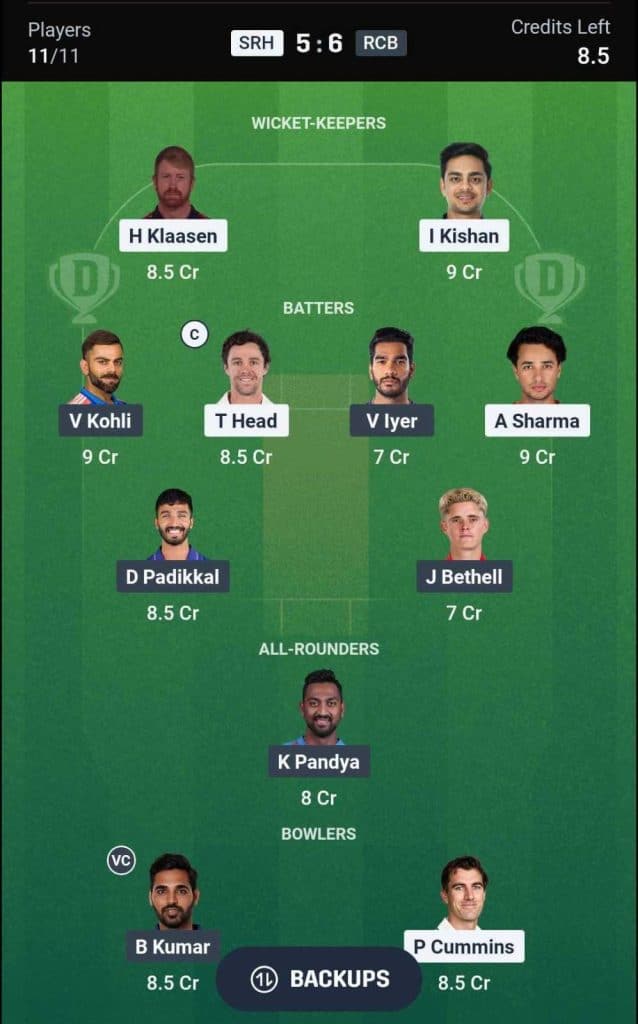SRH-vs-RCB-Match-67-Dream11-Team-3
