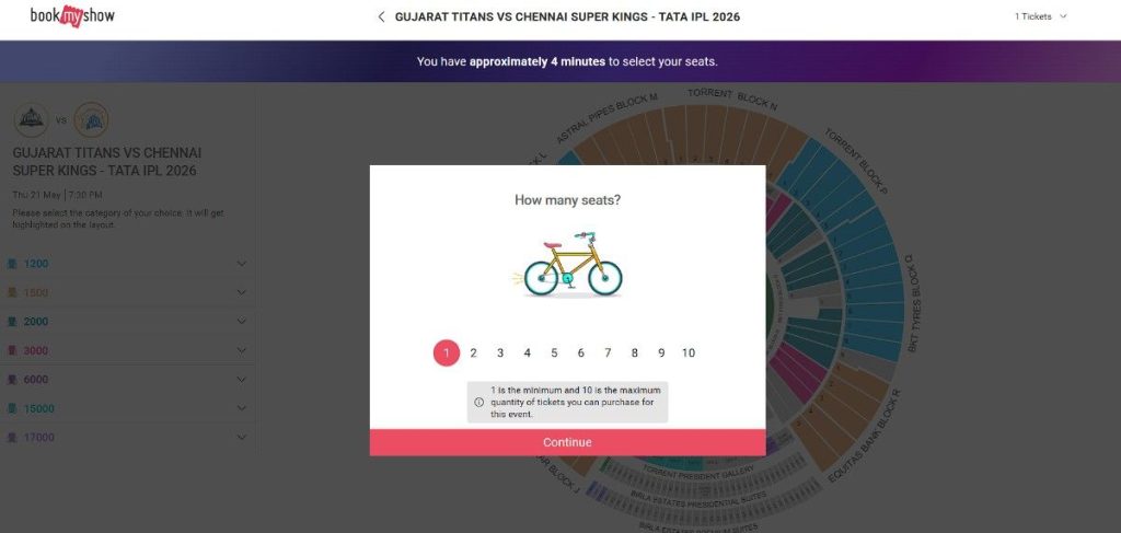 Step 2: GT vs CSK IPL 2026 Match 66 Ticket Booking Guide
