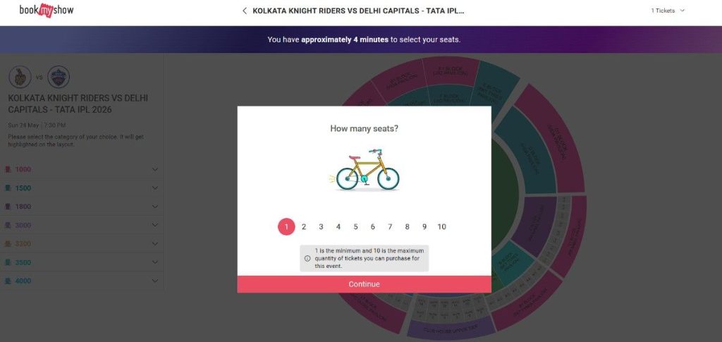 Step 2: KKR vs DC IPL 2026 Match 70 Ticket Booking Guide