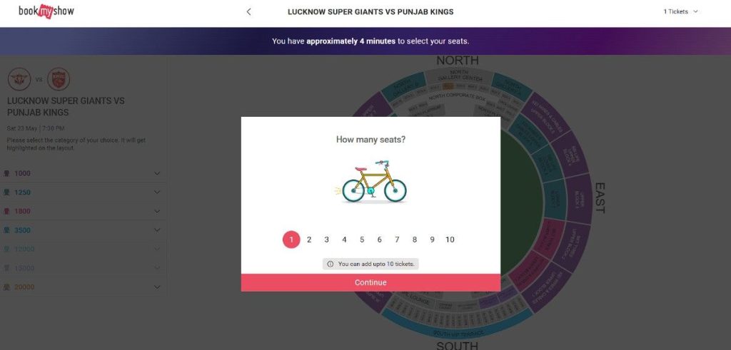 Step 2: LSG vs PBKS IPL 2026 Match 68 Ticket Boking Guide