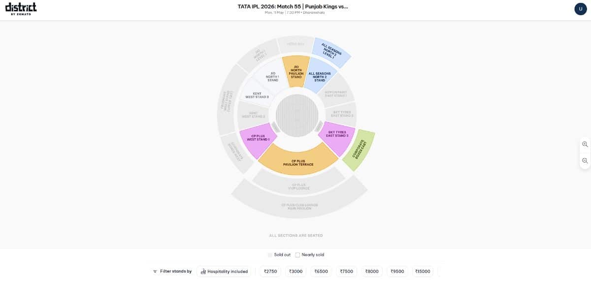 Select Your Stand from the Stadium Map