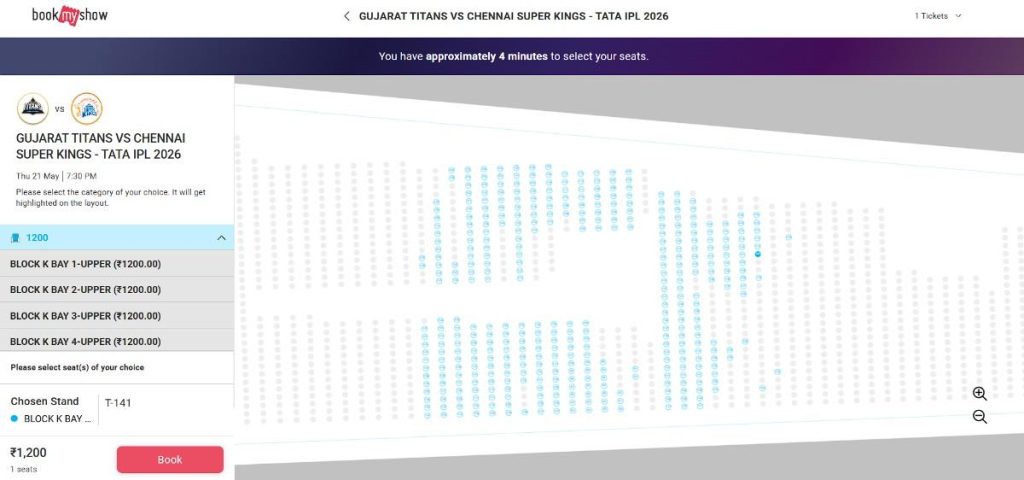 Step 3: GT vs CSK IPL 2026 Match 66 Ticket Booking Guide