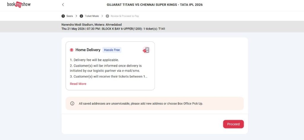 Step 4: GT vs CSK IPL 2026 Match 66 Ticket Booking Guide