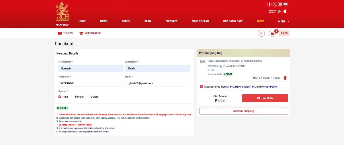 Fill Personal Details & Complete Payment