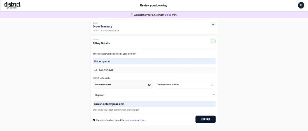 Fill Billing Details and Complete Payment