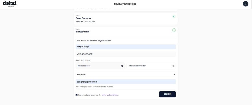 Fill Billing Details and Complete Payment