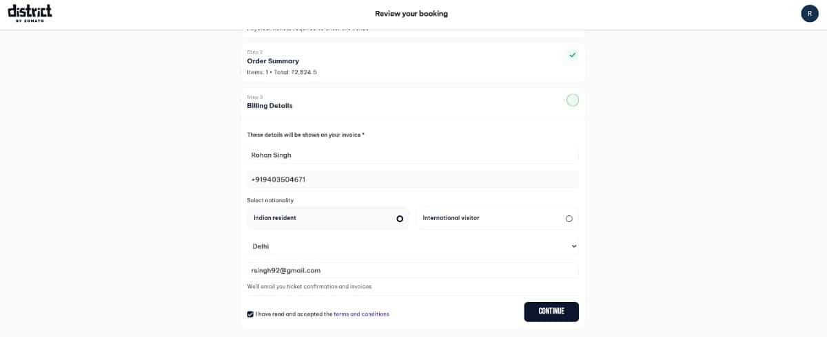 Fill Billing Details and Pay 