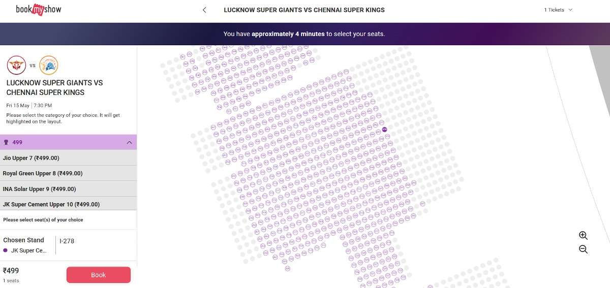 Choose Your Stand from the Stadium Map Choose Your Stand from the Stadium Map