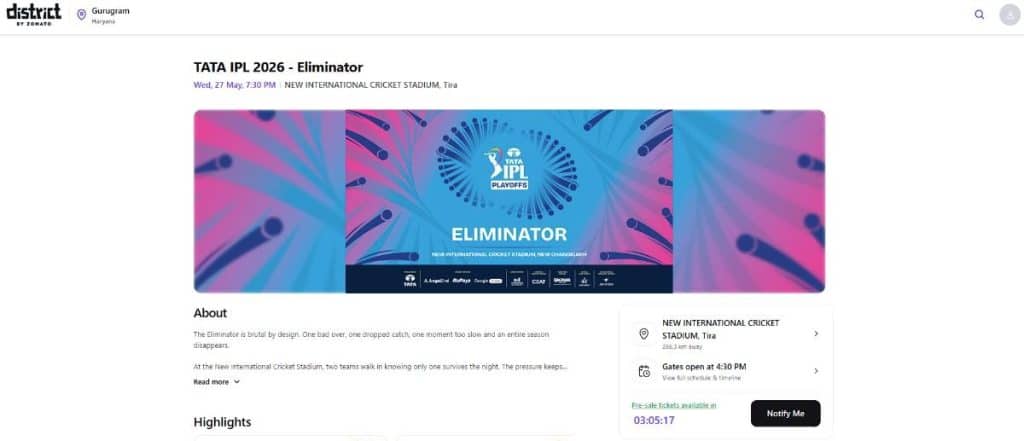 TATA IPL 2026 Eliminator Tickets Booking Guide TATA IPL 2026 Eliminator Tickets Booking Guide