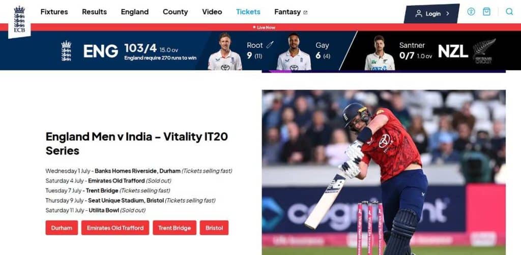 IND Tour ENG 2026 Tickets