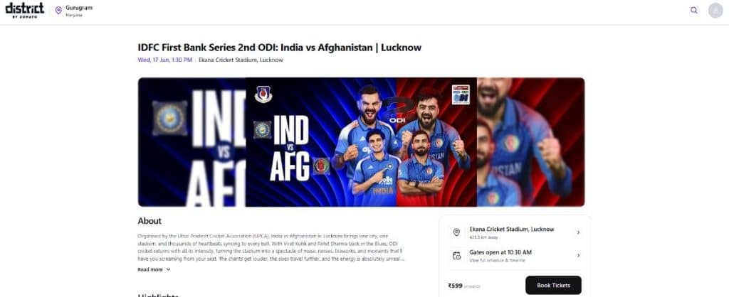 S1 IND vs AFG Ticket Booking Guide