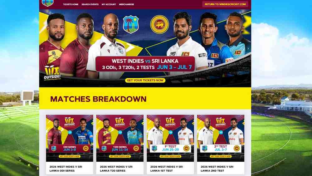Open the Official Cricket West Indies Ticket Portal