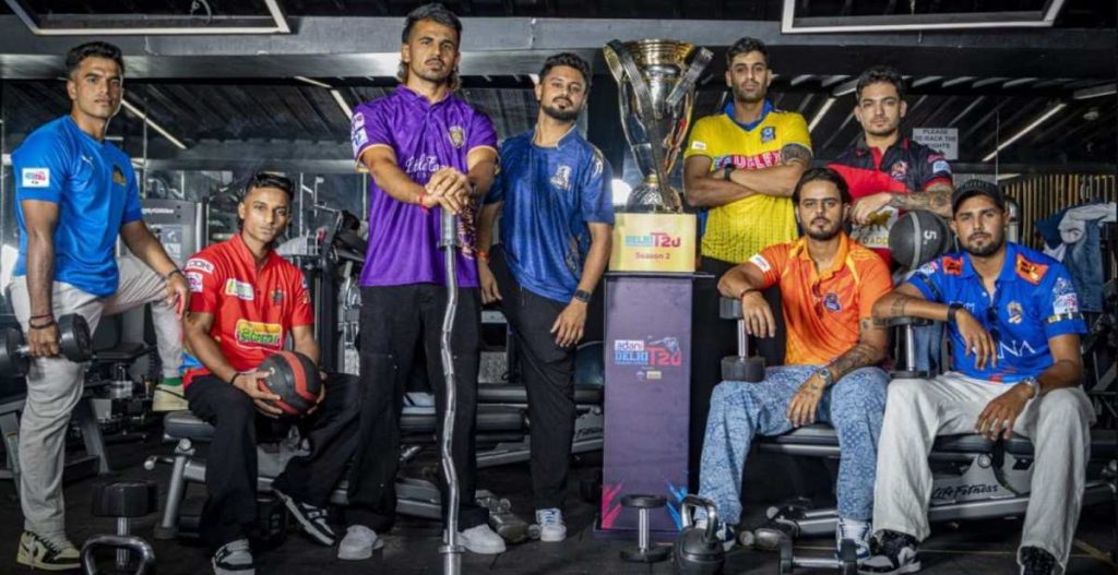 Delhi Premier League 2026 Captains with Trophy Delhi Premier League 2026 Captains with Trophy